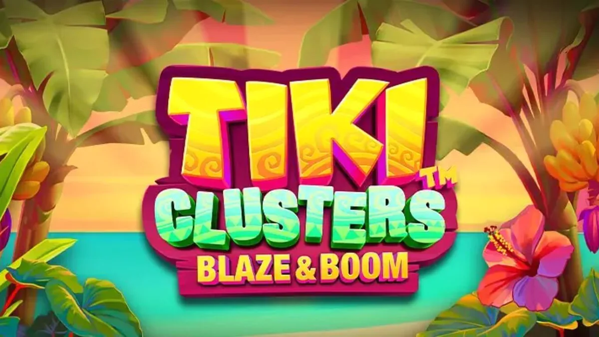 Tiki Clusters Blaze & Boom slot game interface with tropical theme